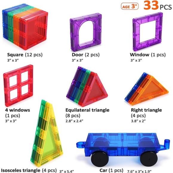 Magnetic Tiles for Kids 3D Magnet Building Tiles Set STEM Learning Toys Magnetic - Picture 2 of 6